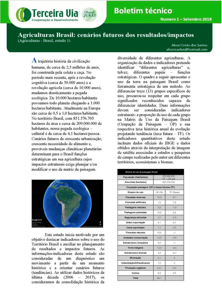 Agriculturas Brasil: cenários futuros dos resultados/impactos
